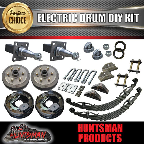 2500KG DIY Off Road Trailer Kit. Outback Springs, Electric Brakes. Stub Axles