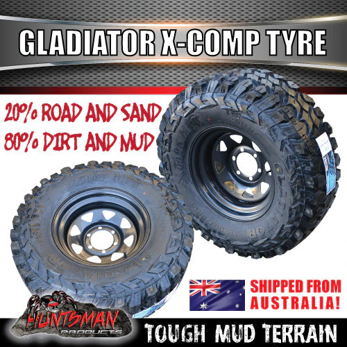 265/75R16 L/T Gladiator X-COMP Mud Tyre on 16" Black Steel Wheel. 265 75 16 - Image 3