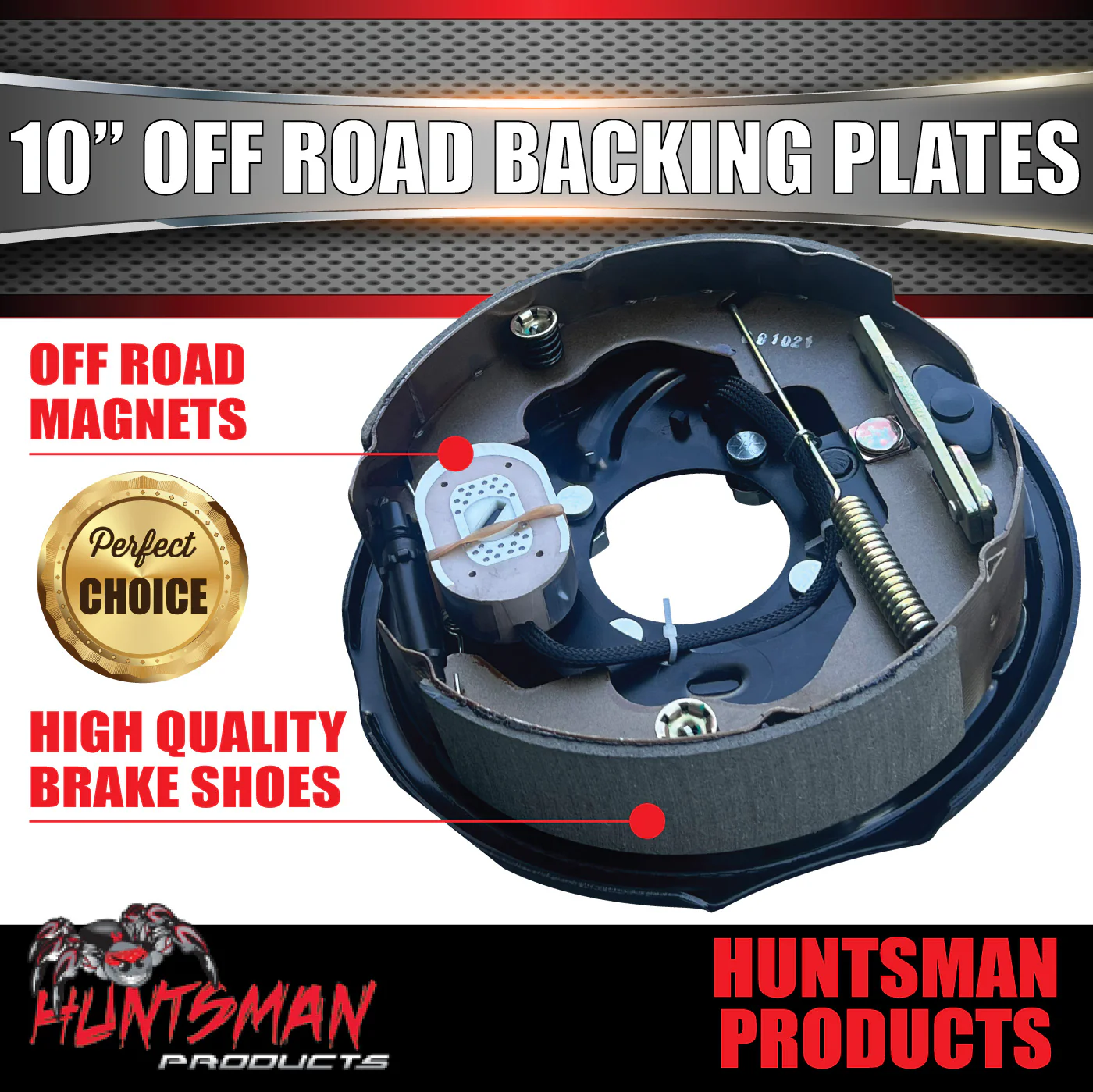 2x 10" Off Road Trailer Caravan Electric Brake Backing Plates With Park Lever - Image 2