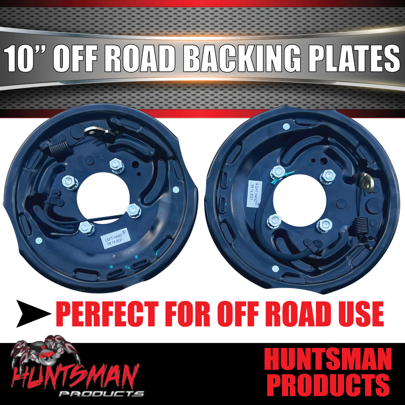2x 10" Off Road Trailer Caravan Electric Brake Backing Plates With Park Lever - Image 3