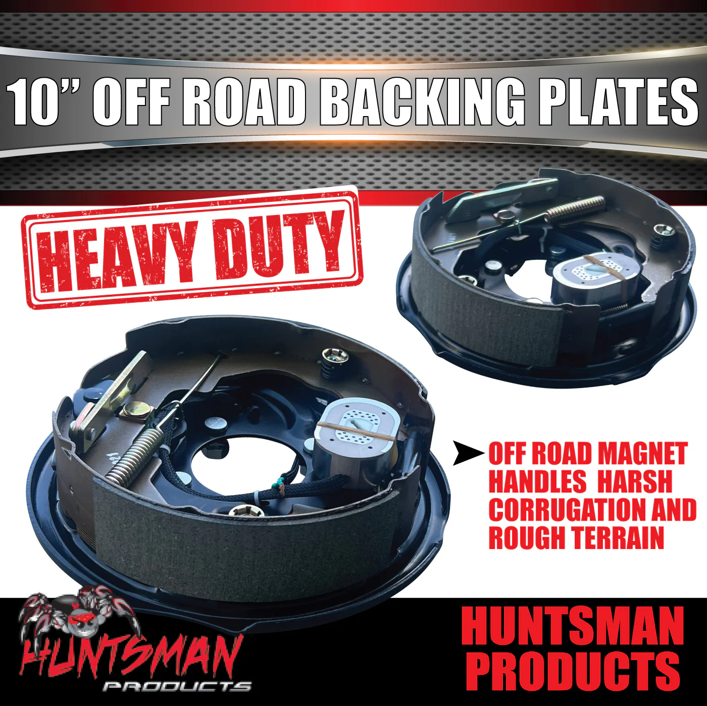 2x 10" Off Road Trailer Caravan Electric Brake Backing Plates With Park Lever - Image 5