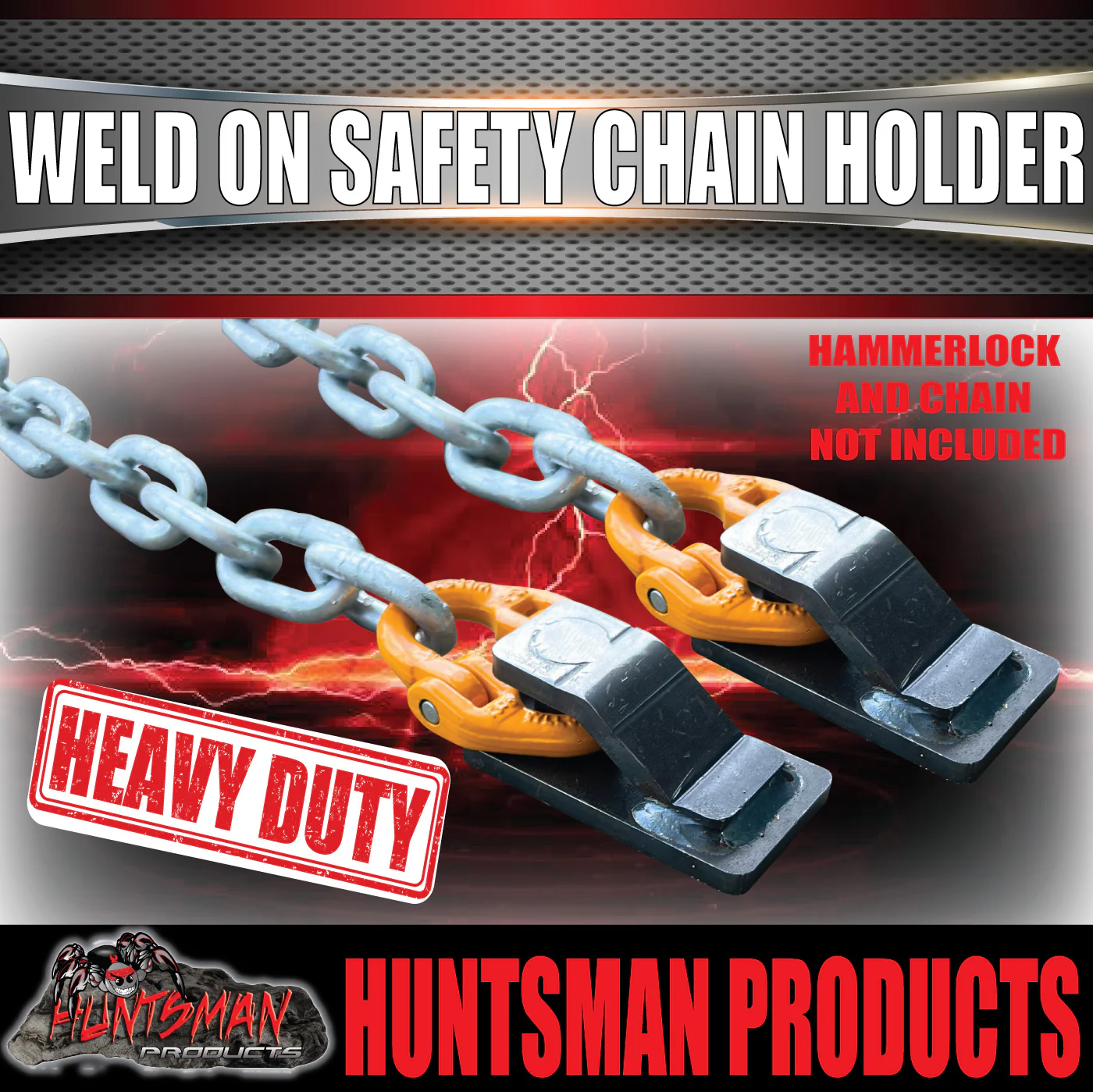 2x 10mm Trailer Caravan Weld Safety Chain Holder Cam Lock Base Suit Hammerlocks - Image 2