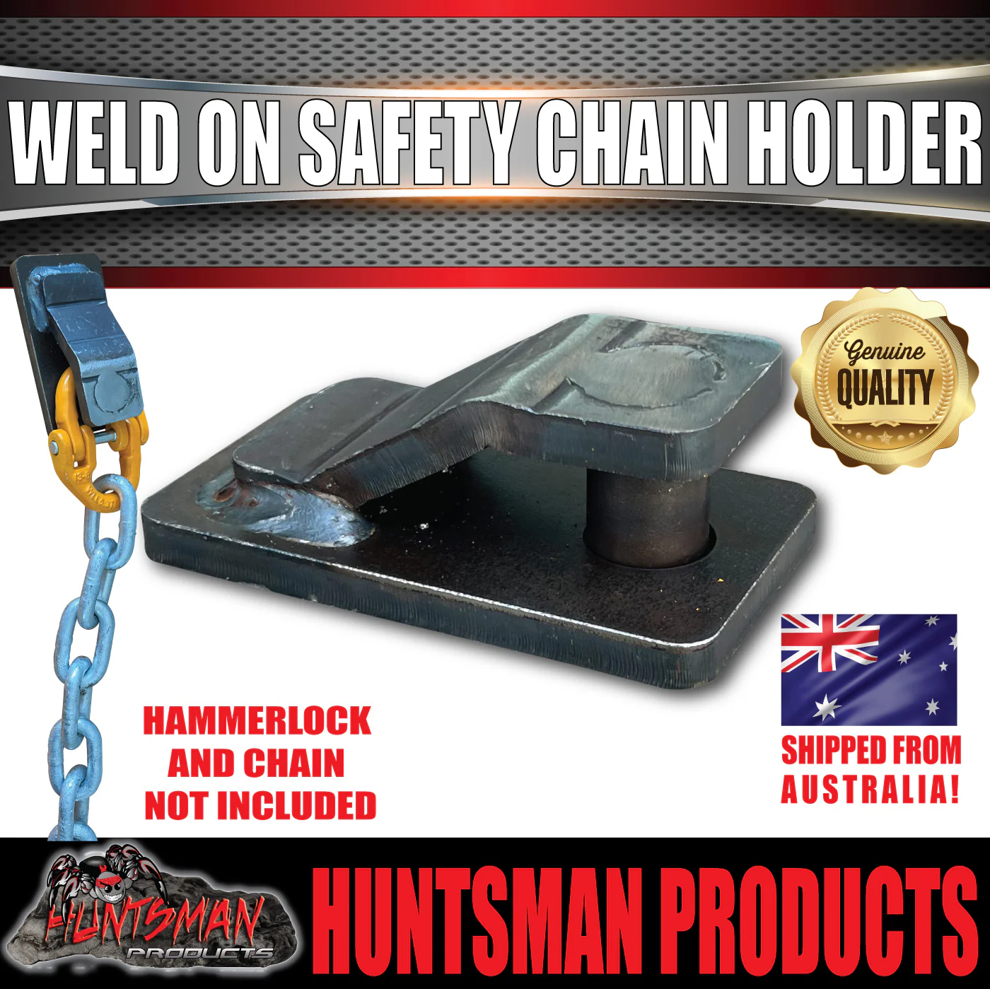 2x 10mm Trailer Caravan Weld Safety Chain Holder Cam Lock Base Suit Hammerlocks - Image 8