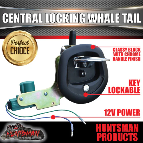 2x 12 Volt Power Operated Black Whale Tail T Handle Folding Lock - Image 3