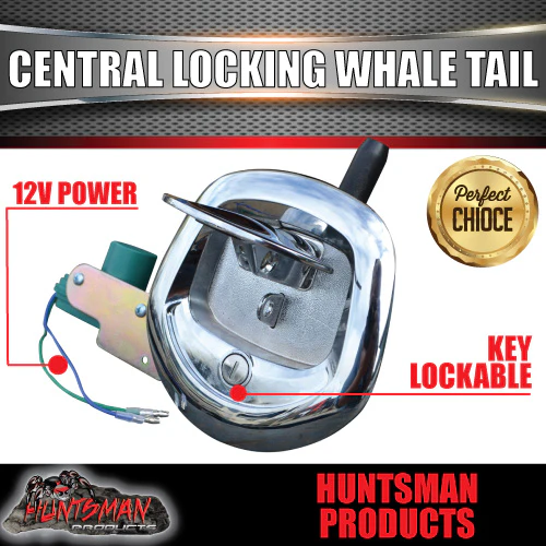 2x 12 Volt Power Operated Chrome Whale Tail T Handle Folding Lock - Image 2