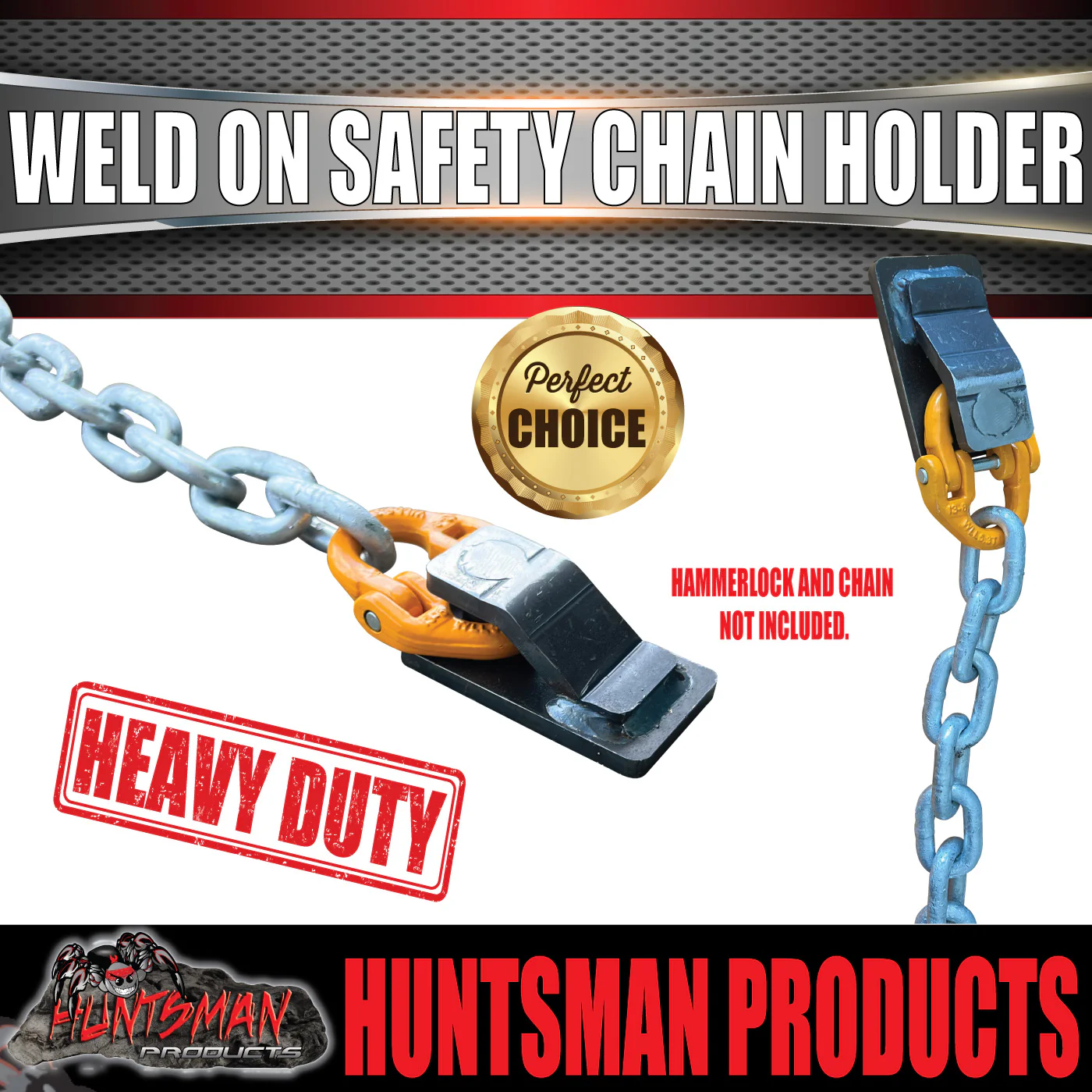2x 13mm Trailer Caravan Weld Safety Chain Holder Cam Lock Base Suit Hammerlocks - Image 5