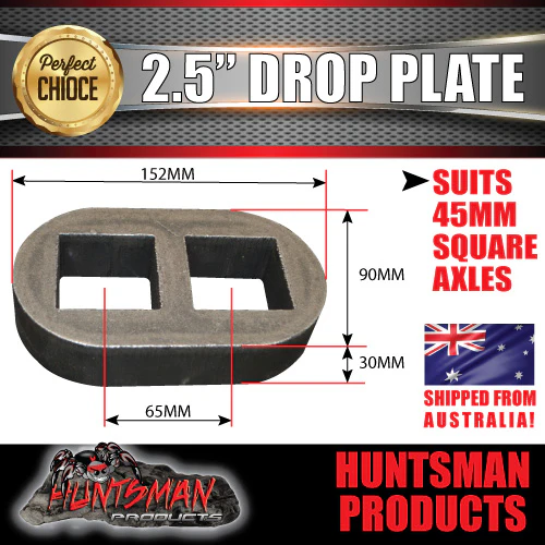 2x 2.5" Drop axle plates suits 45mm square trailer Caravan axle. 30mm thick - Image 2