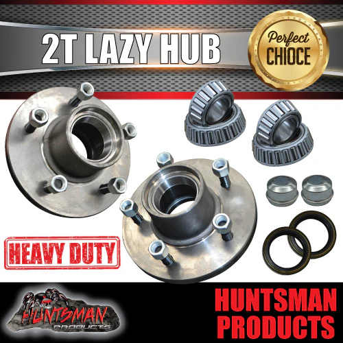 2X 2 Tonne 5 Stud Landcruiser Stud Pattern Trailer Hubs 5/150 pcd 2000kg Bearings