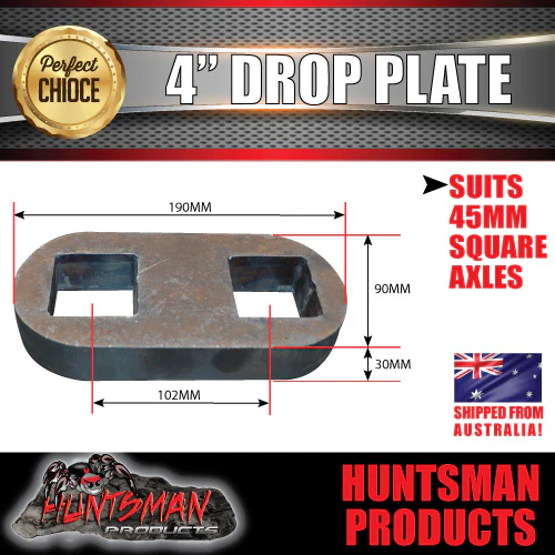 2X 4" Drop axle plates suits 45mm square trailer Caravan axle. 30mm thick - Image 3