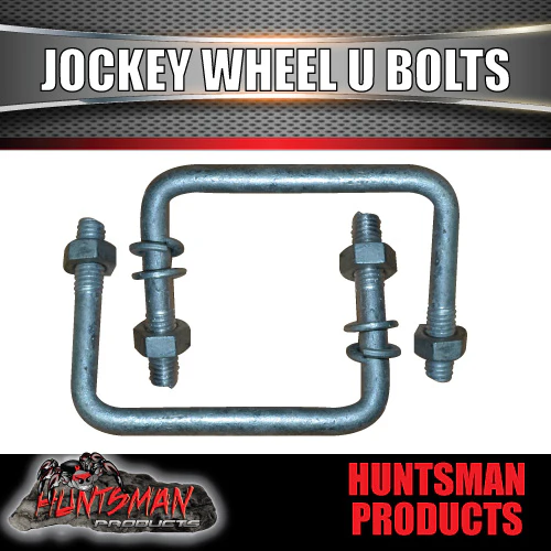 2X JOCKEY WHEEL U BOLTS TO SUIT 75MM X 50MM SQUARE DRAW BAR.