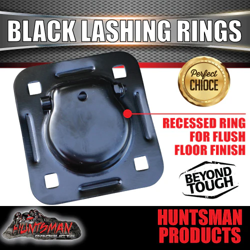 2x Large Black E coated Lashing Rings Tie Down Anchor Points 123mm x 113mm - Image 4