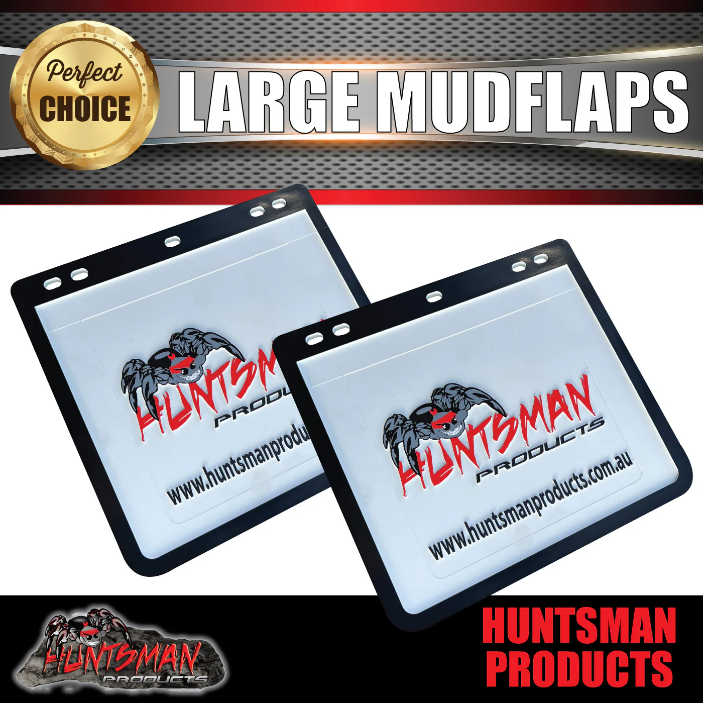 2x Huntsman Products Truck Trailer 4wd & Caravan Mud Flaps. 300mm x 280mm