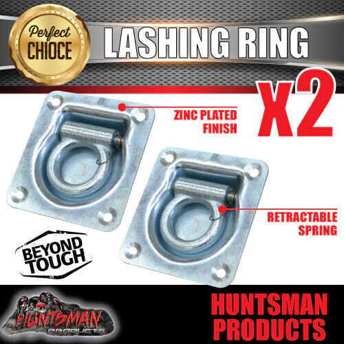 2x Zinc Plated Lashing Ring tie Down Anchor Points. 105mm x 95mm For Truck Trailer