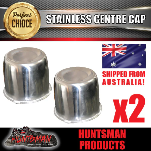 2x Stainless Trailer Caravan Wheel Caps Fit 108-115mm Centre Bore 4x4 Size Rims