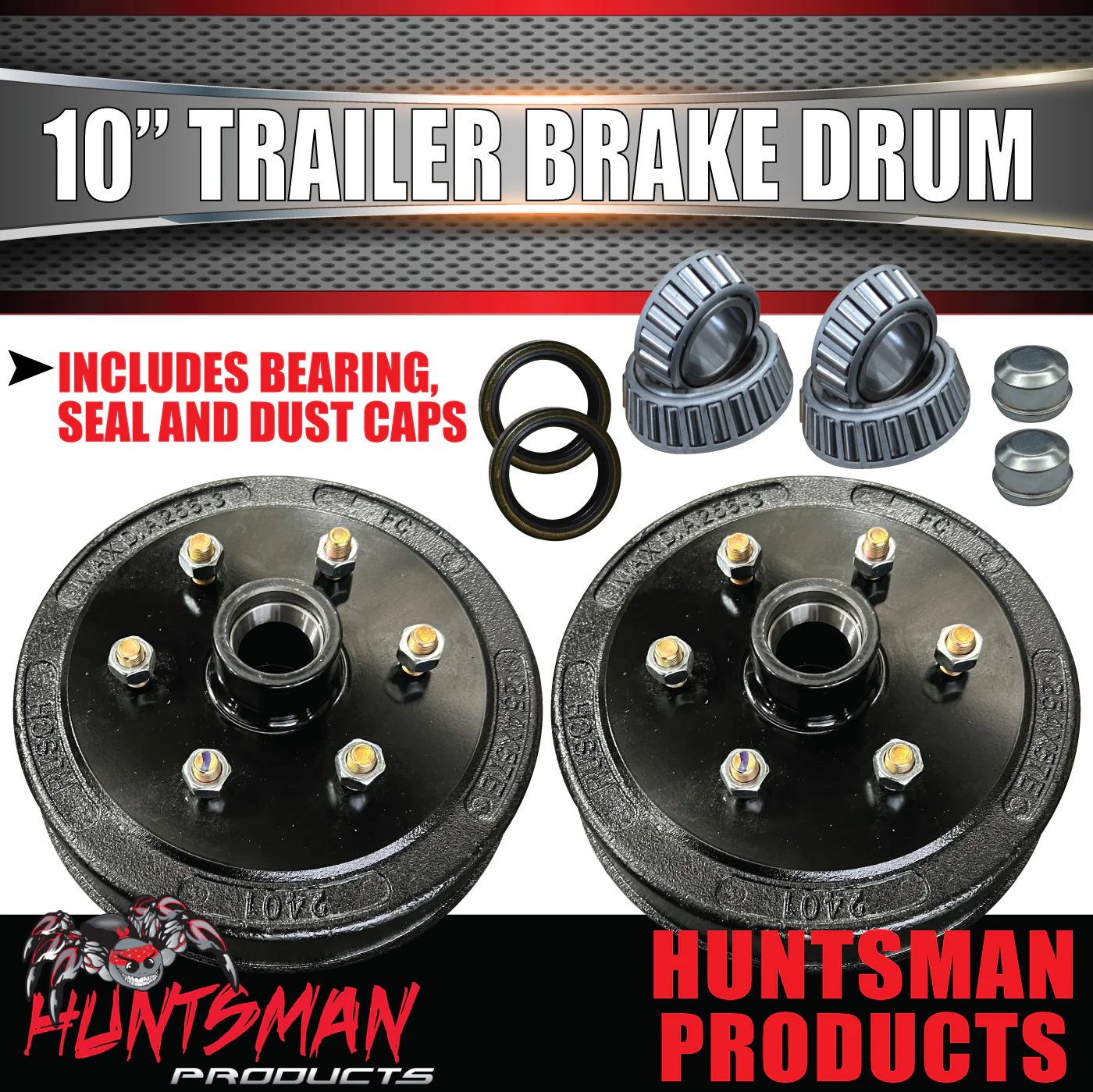 2X Trailer 10" Drums Suit 6 Stud Landcruiser Stud Pattern 6/139.7 PCD & L/M Japanese Bearings - Image 8