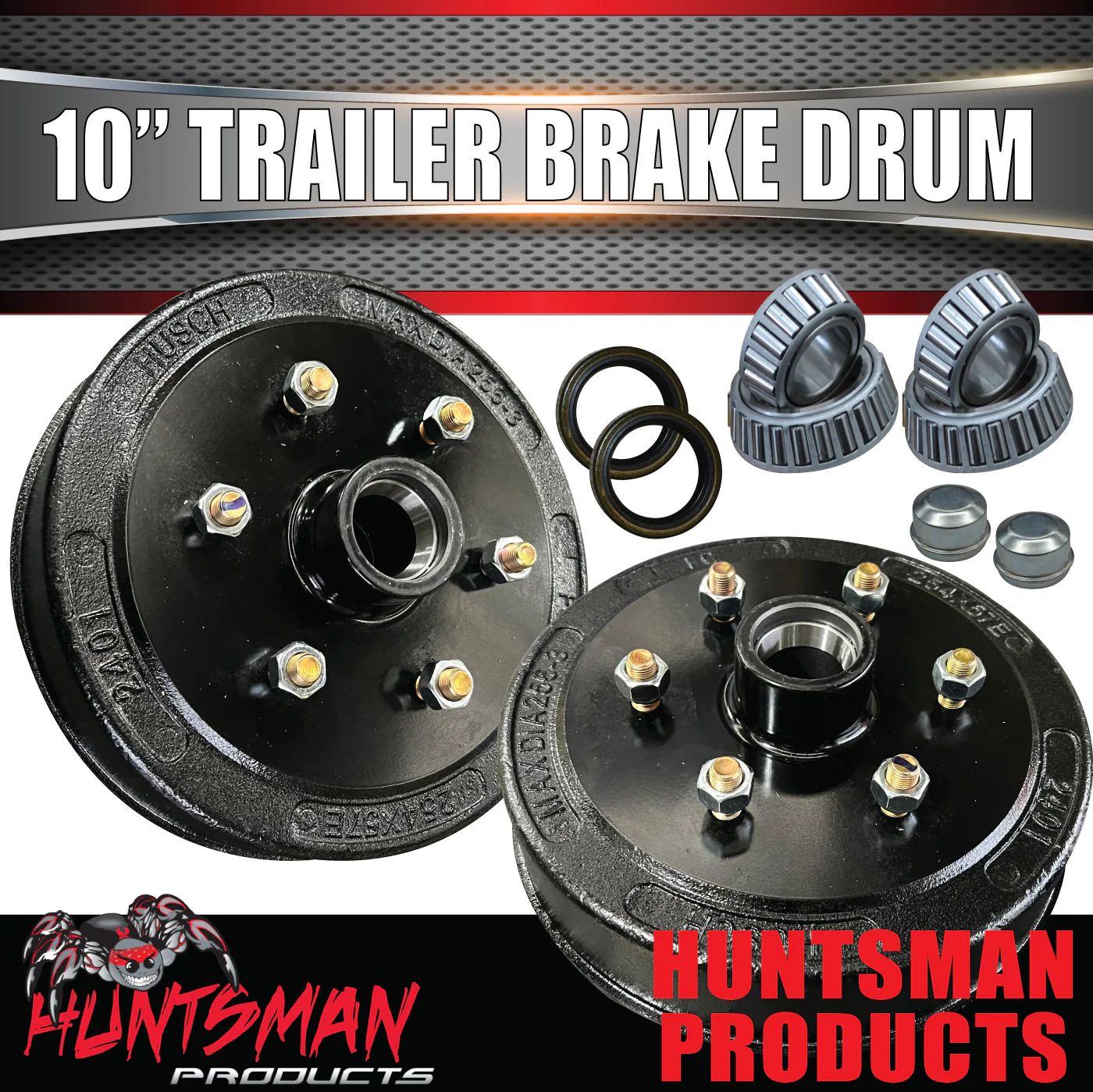 2X Trailer 10" Drums Suit 6 Stud Landcruiser Stud Pattern 6/139.7 PCD & L/M Japanese Bearings - Image 2