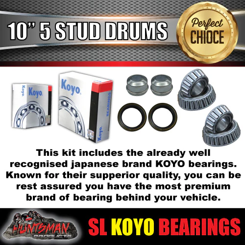 2X Trailer 10" Drums Suit Ford 5/114.3 PCD & S/L (Ford) Koyo Bearings - Image 2