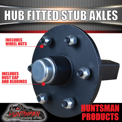 2X Trailer 5/6 Stud 4wd hubs 1400kg 1400Kg, Fitted Stub Axles. SL Bearings - Image 3