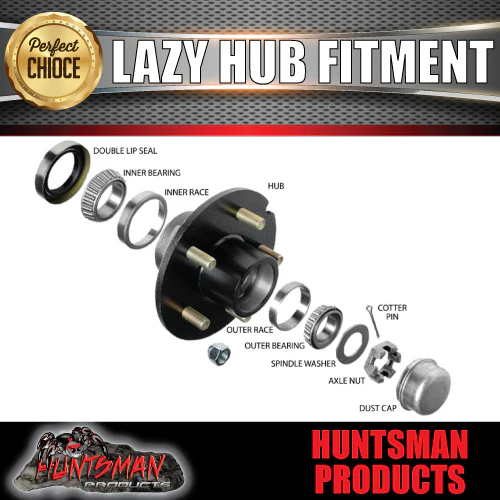 2X Trailer 5/6 Stud 4wd hubs 750kg, Fitted 39mm Round Stub Axles. LM Bearings - Image 4