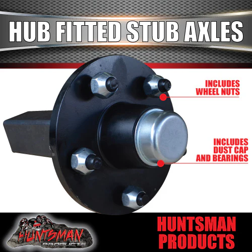 2X Trailer 5 Stud hubs 1400kg 1.4T, Fitted Stub Axles. Ford SL Bearings - Image 4