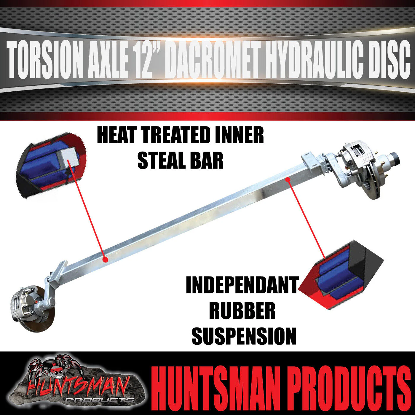 3500Kg Tandem Boat Trailer Torsion Bar Independent Suspension Kit. 12'' Disc Brakes - Image 7