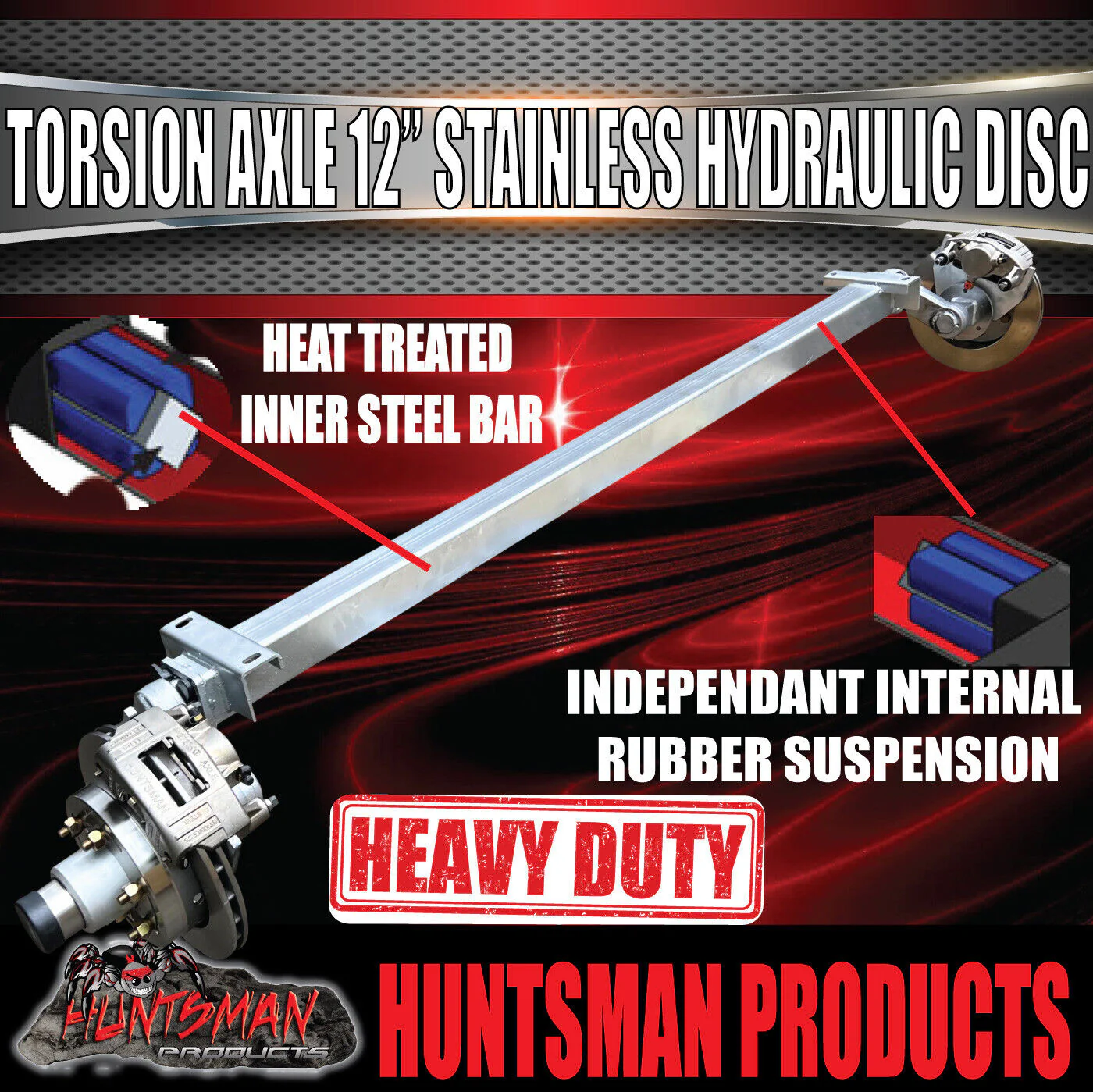3500Kg Tandem Boat Trailer Torsion Bar Independent Suspension Kit. 12'' Stainless Disc Brakes - Image 9