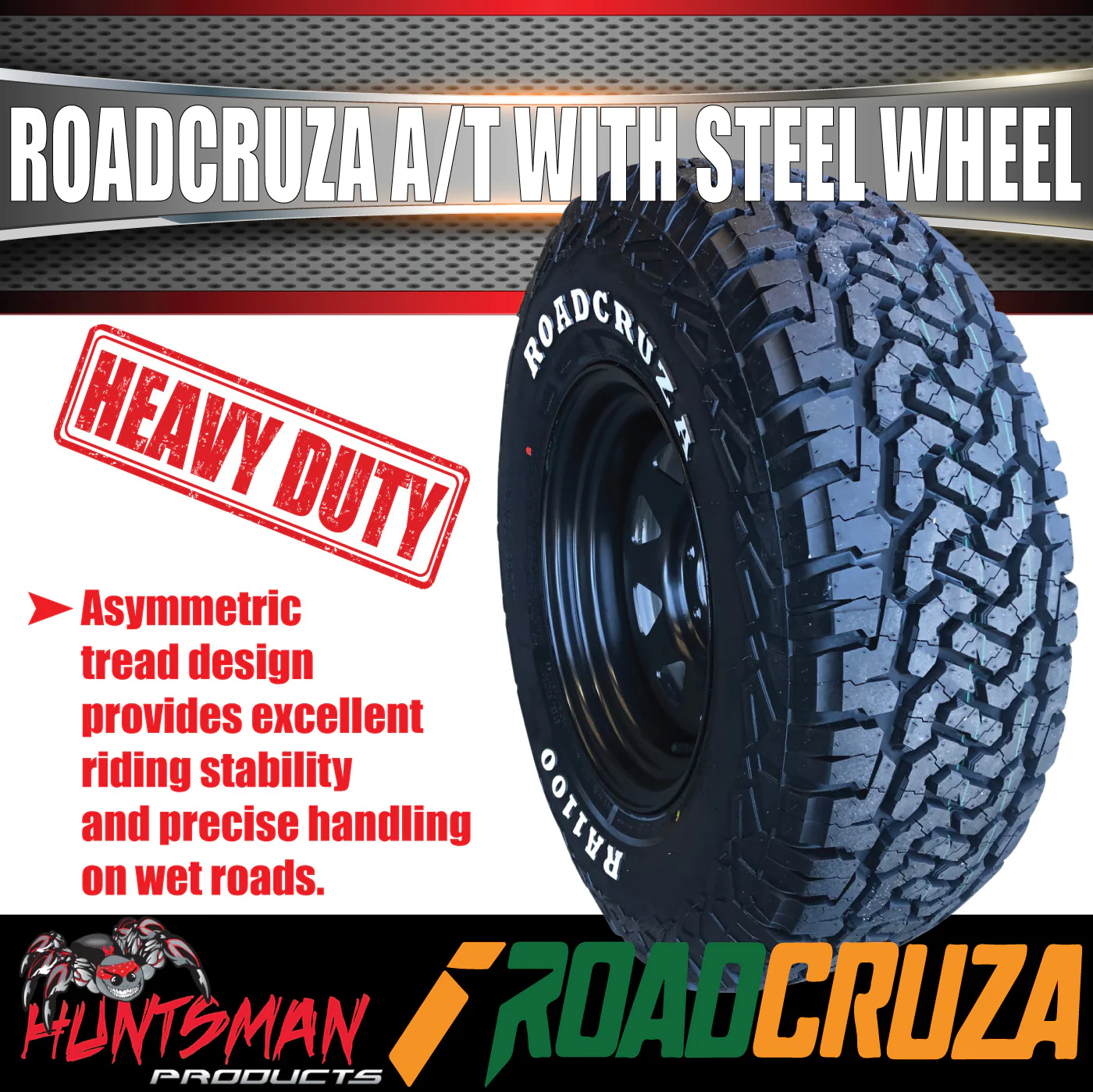 35x12.5R15 LT Roadcruza RA1100 113R All Terrain Tyre on 15" Black Steel Wheel. 35 12.5 15 - Image 5