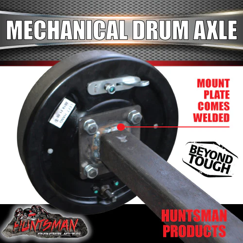 45mm Square Trailer Caravan Mechanical Drum Braked Axle. 1400Kg rated 64"-77" - Image 4