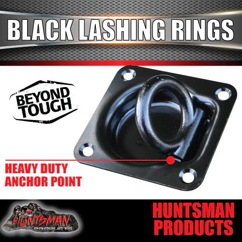 4x Black E coated Lashing Rings Tie Down Anchor Points 100mm x 95mm For Ute Trailer Truck - Image 2