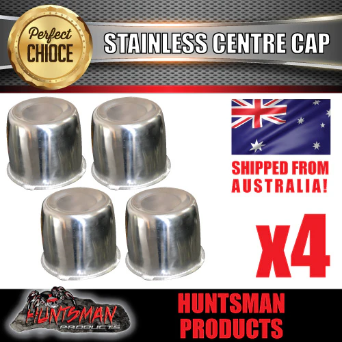 4x Stainless Trailer Caravan Wheel Caps Fit 108-115mm Centre Bore 4x4 Size Rims