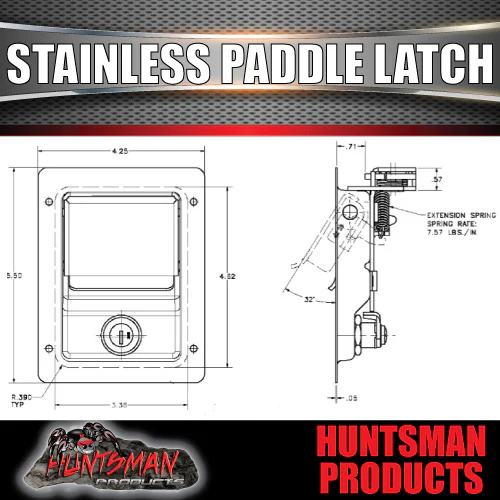 4x Stainless Steel Rotary Paddle Door Flush Latch Tool Box Canopy Locking - Image 5