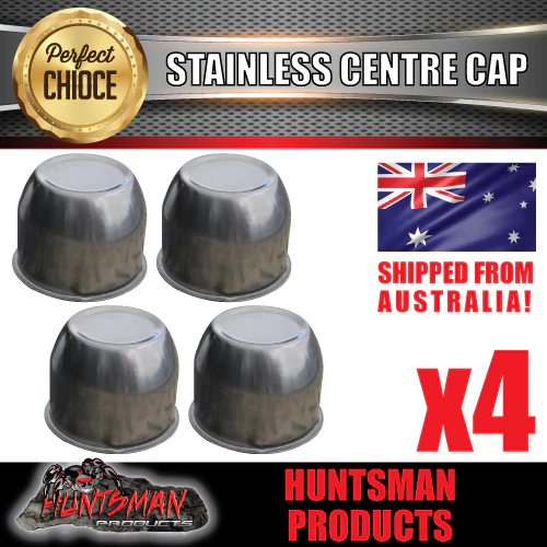 4x Stainless Trailer Caravan Wheel Caps Fits HT Holden Rims at 75mm Centre Bore
