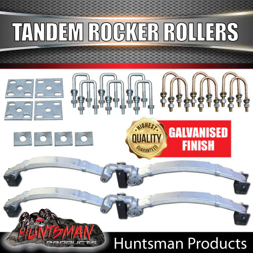 5 Leaf Trailer Caravan 2500Kg Dacromet Rocker Roller Springs & High Tensile U Bolt Kit. 7mm Thick Springs!