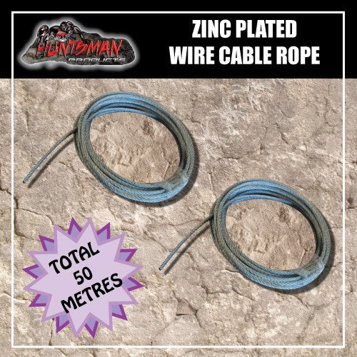 50 Metres Zinc Plated 7x7 steel 4mm Wire Cable Rope