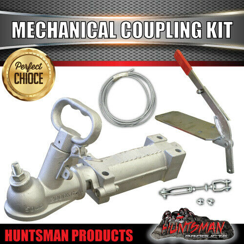 50mm Ball Mechanical Brake Trailer Caravan Override Coupling + Cable Kit 2000Kg