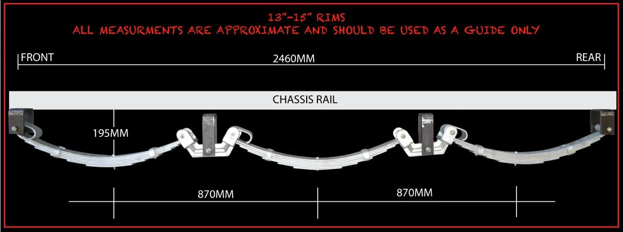 6 Leaf 4500kg Tri Axle Rocker Roller Trailer Spring Set. 7mm Thick Springs! - Image 3