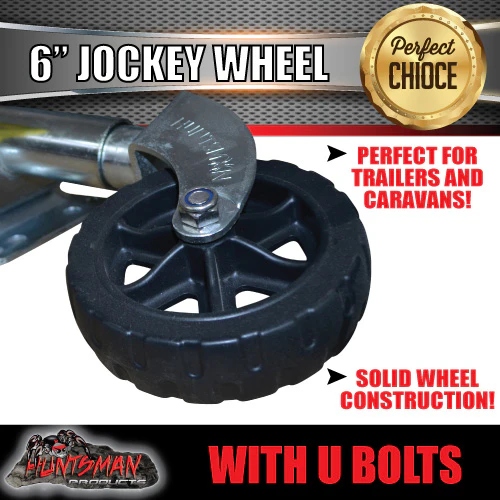 6" Trailer Caravan Swing Up Jockey Wheel & 75x50mm U bolts. 500Kg Ball Rating - Image 2
