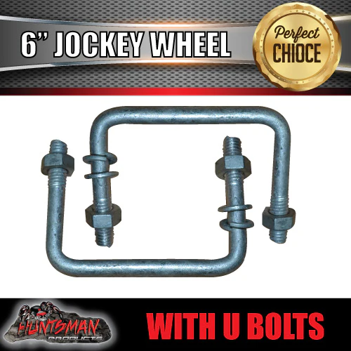 6" Trailer Caravan Swing Up Jockey Wheel & 75x50mm U bolts. 500Kg Ball Rating - Image 3
