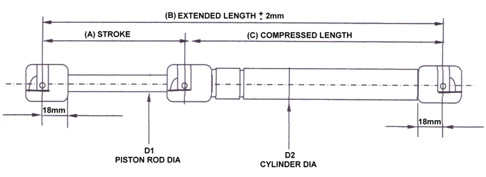 605mm x 950 newton gas struts. European seals - Image 3