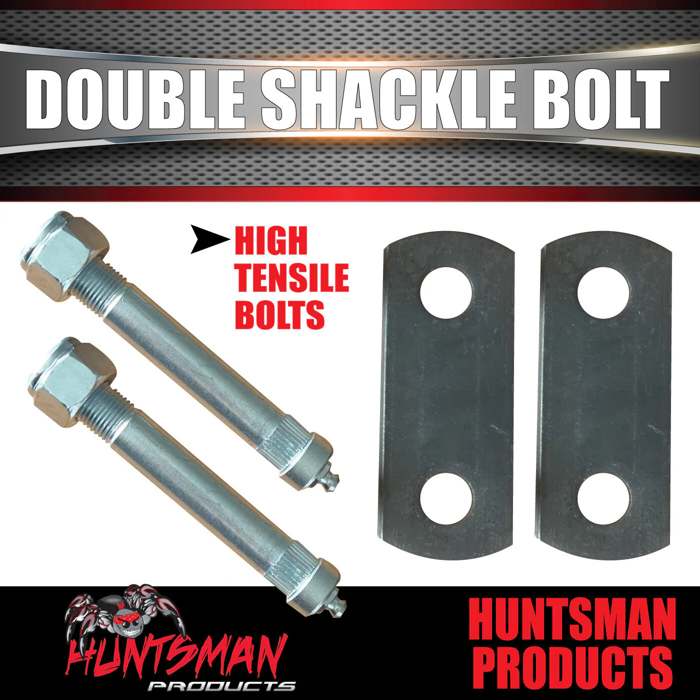 60mm Eye to Eye Trailer Shackle Spring Hanger Kit. High Tensile Greasable Bolts - Image 4