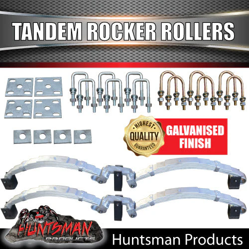7 Leaf Trailer Caravan 3500Kg Dacromet Rocker Roller & High Tensile U Bolt Kit. 7mm Thick Springs!