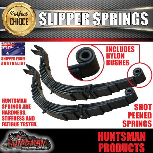 2x 7 Leaf 45mm Eye & Slipper Springs with Hanger & U Bolt Kit 1350kg. - Image 3