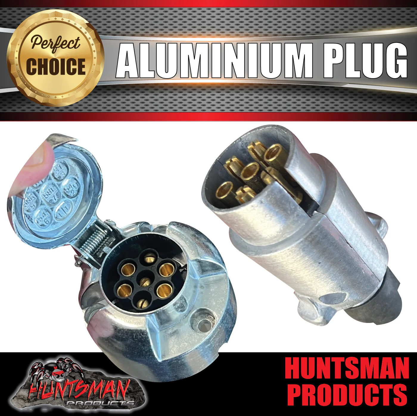 7 Pin Male & Female Aluminium Trailer Plug.