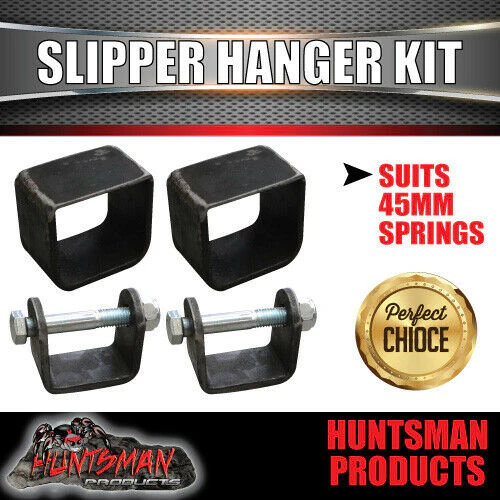 2x 8 Leaf 45mm Eye & Slipper Spring with Hanger & U Bolt Kit 1450kg. - Image 2