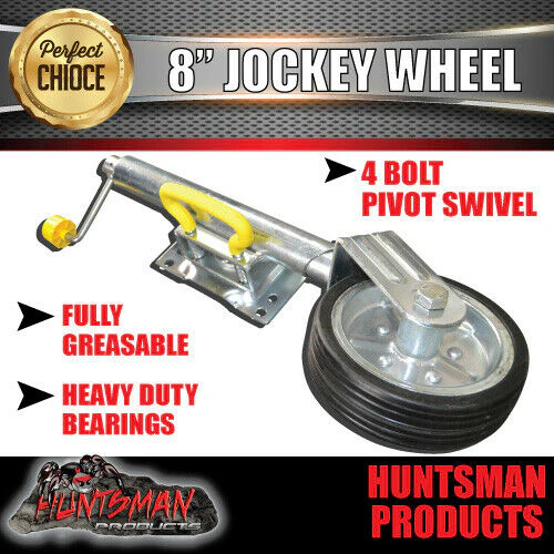 8" Trailer Caravan Swing Up Jockey Wheel & 100x50mm U bolts. 750Kg Ball Rated - Image 7