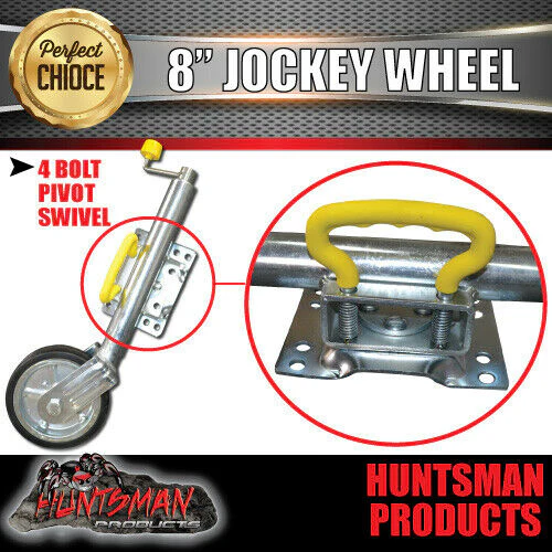 8" Trailer Caravan Swing Up Jockey Wheel & 100x50mm U bolts. 750Kg Ball Rated - Image 8