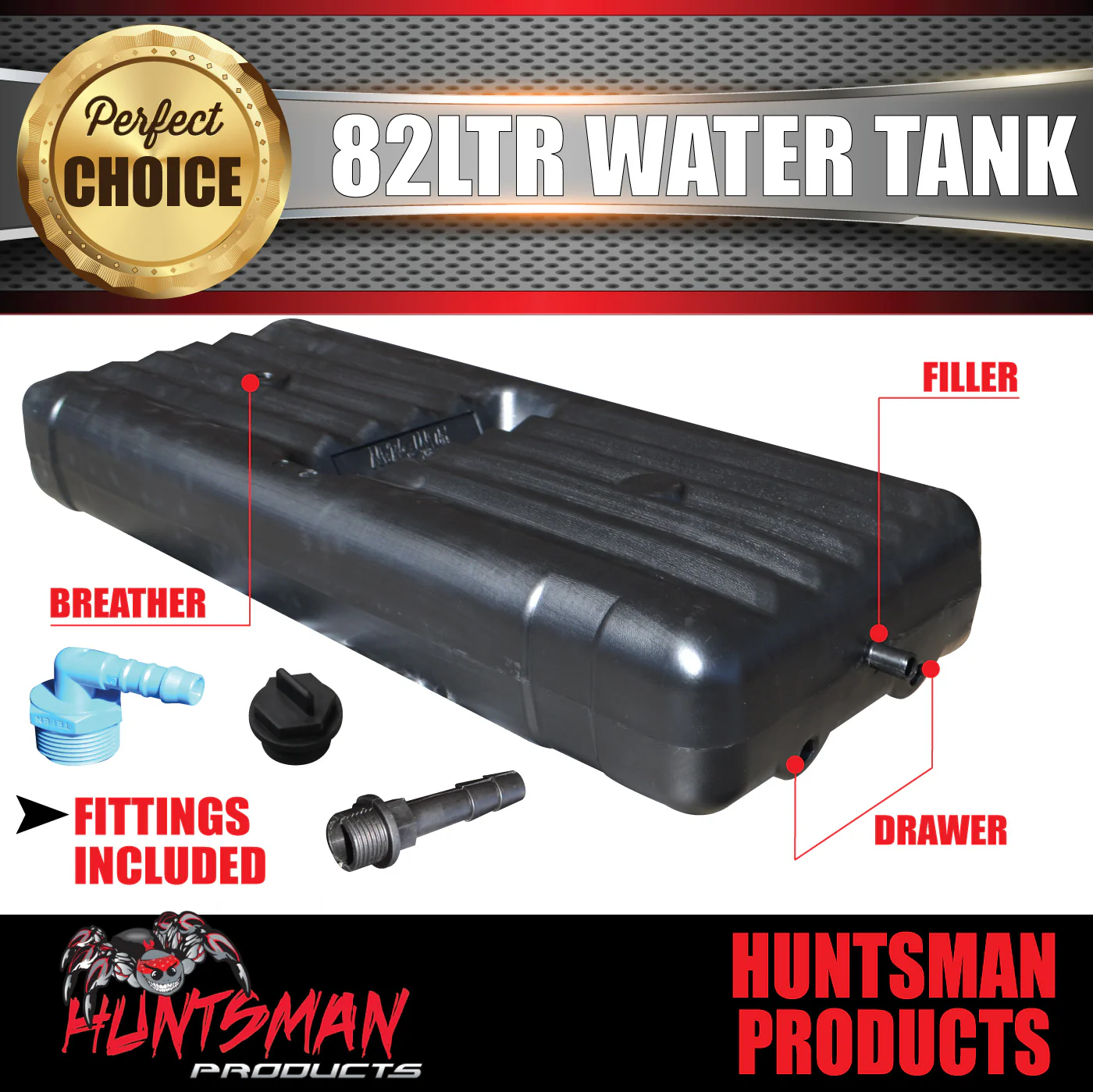 Caravan Camper Trailer, Vehicle, Boat 82 Litre Underbody Water Tank, shield & Fittings - Image 2