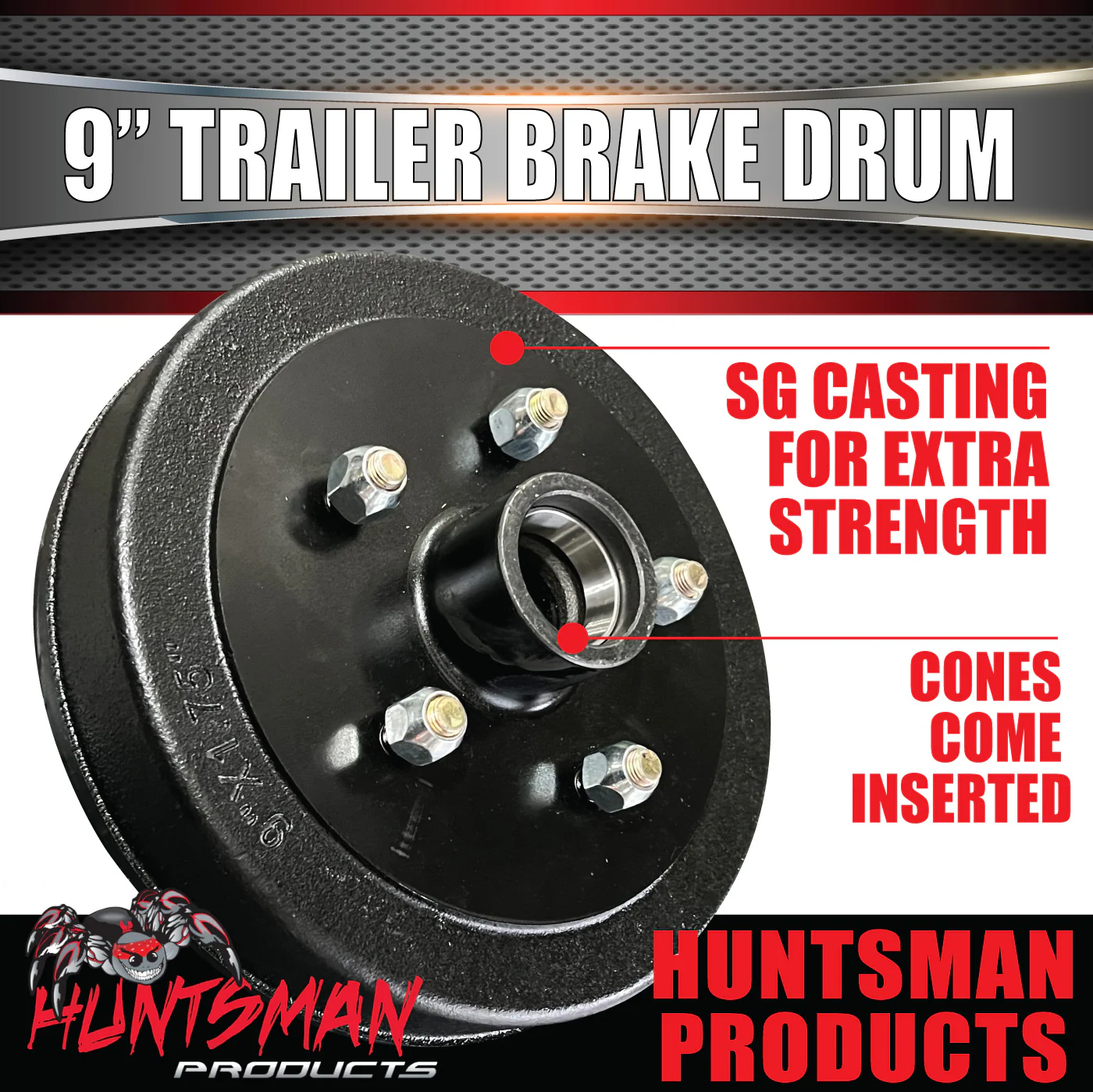 2X 9" Trailer Brake Drums Suit Ford & LM (Holden) Bearings - Image 4