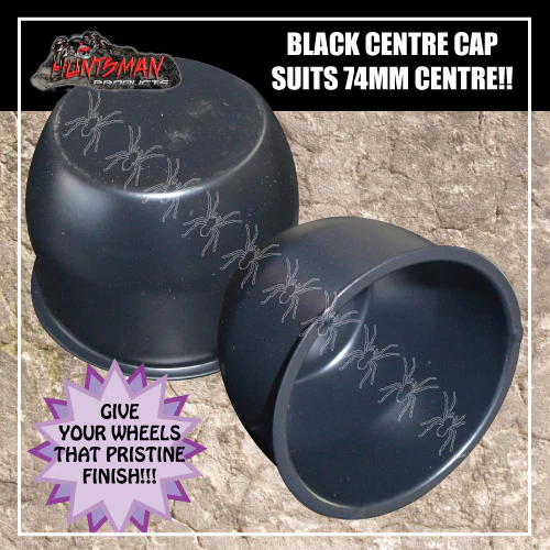 1x Black Trailer Caravan Wheel Caps To Suit HT Holden Rims With 75mm Centre Bore - Image 3