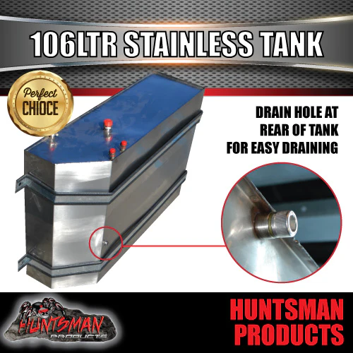 Stainless Steel Caravan Camper Trailer 4wd 106 Litre Water Tank & Brackets. - Image 2